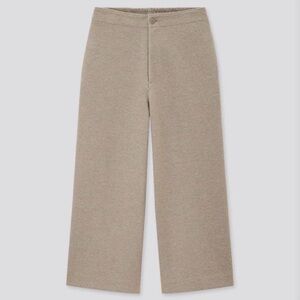 Uniqlo Beige Wide Cropped Jersey Pants, L-XL
